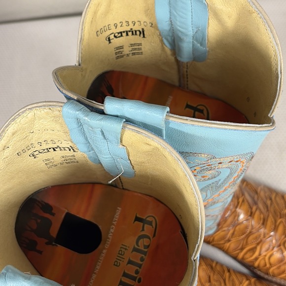 Ferrini Mens Print Cognac Leather Cowboy Boots Style: 9239302080B XCELL - Picture 8 of 15